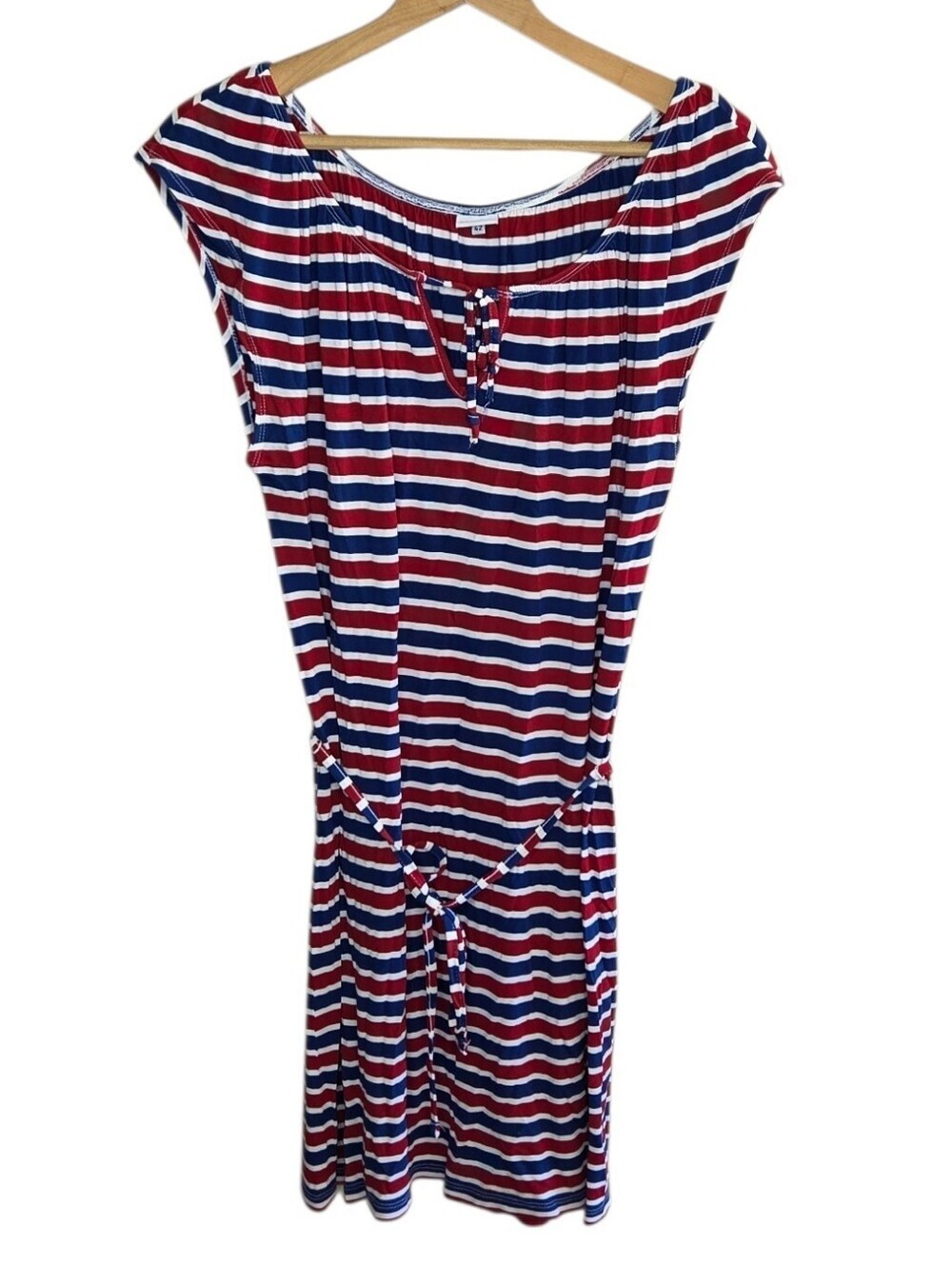 Lascana Red White Blue Striped Cap Sleeve T-Shirt Dress Size 10 America USA 4th